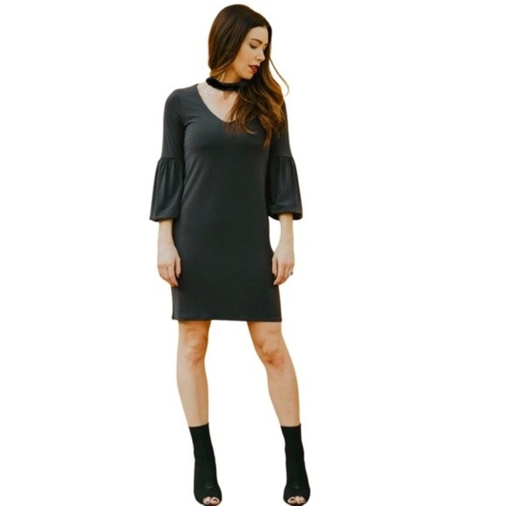 Spense hunter green long sleeve choker knit dress size medium